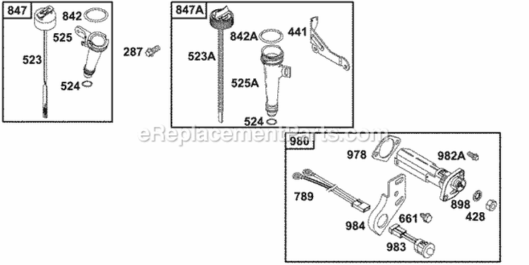 Oil Group Diagram and Parts List for 133202-0124-02  Briggs and Stratton Engine